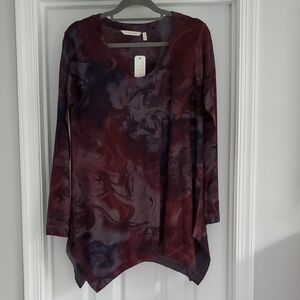 Soft Surroundings Maroon and Navy Tunic